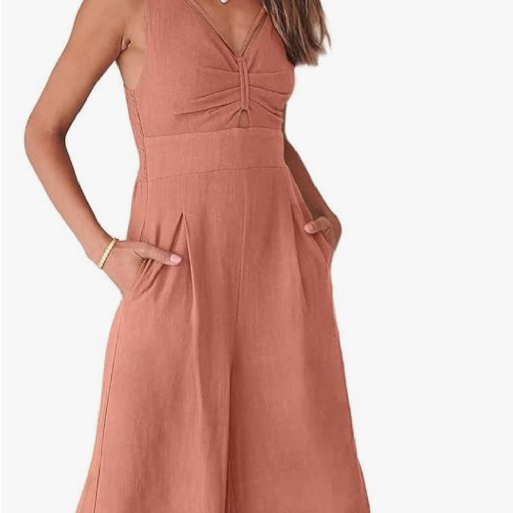 Sleeveless V-Neck Pocket Midi Dress in Terracotta